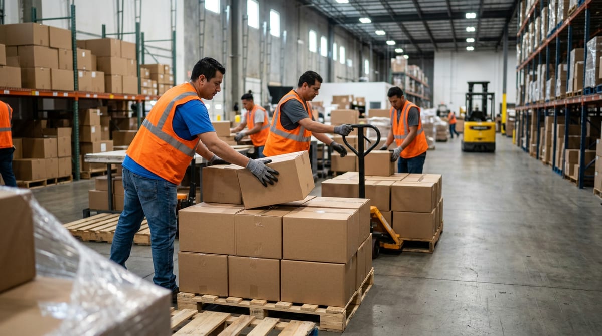 Warehouse associates at a US fulfillment center